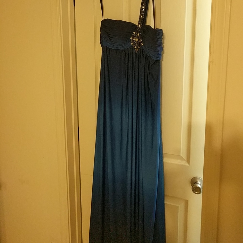 Asymmetrical Ombre blue gown.